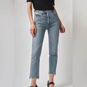 AGOLDE Riley High Rise Straight Leg Crop Jeans, Zephyr Wash, Size 26